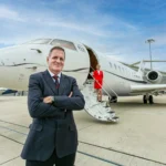 Private jet on an airport apron as Middle East conflict disrupts regional air travel