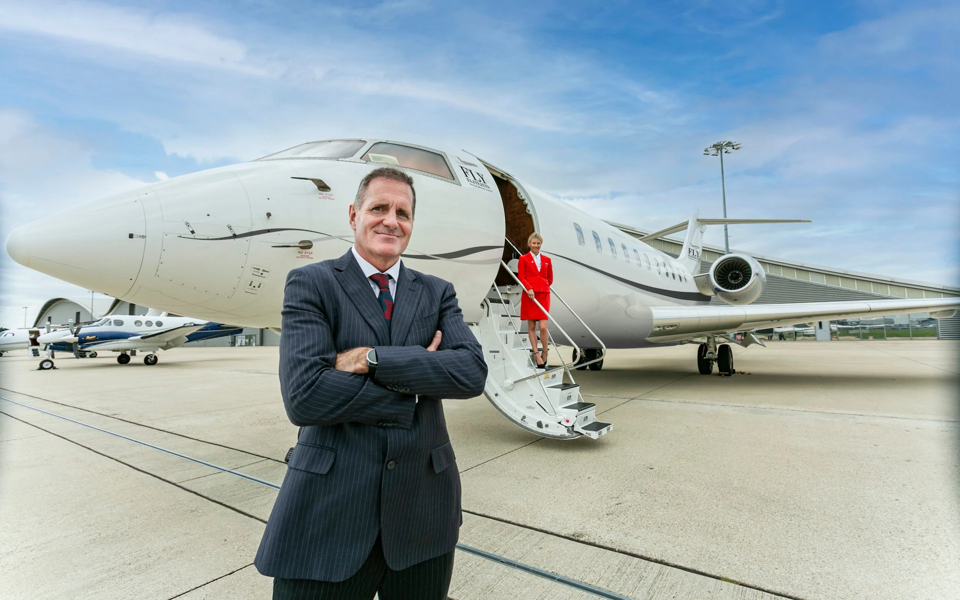 Private jet on an airport apron as Middle East conflict disrupts regional air travel