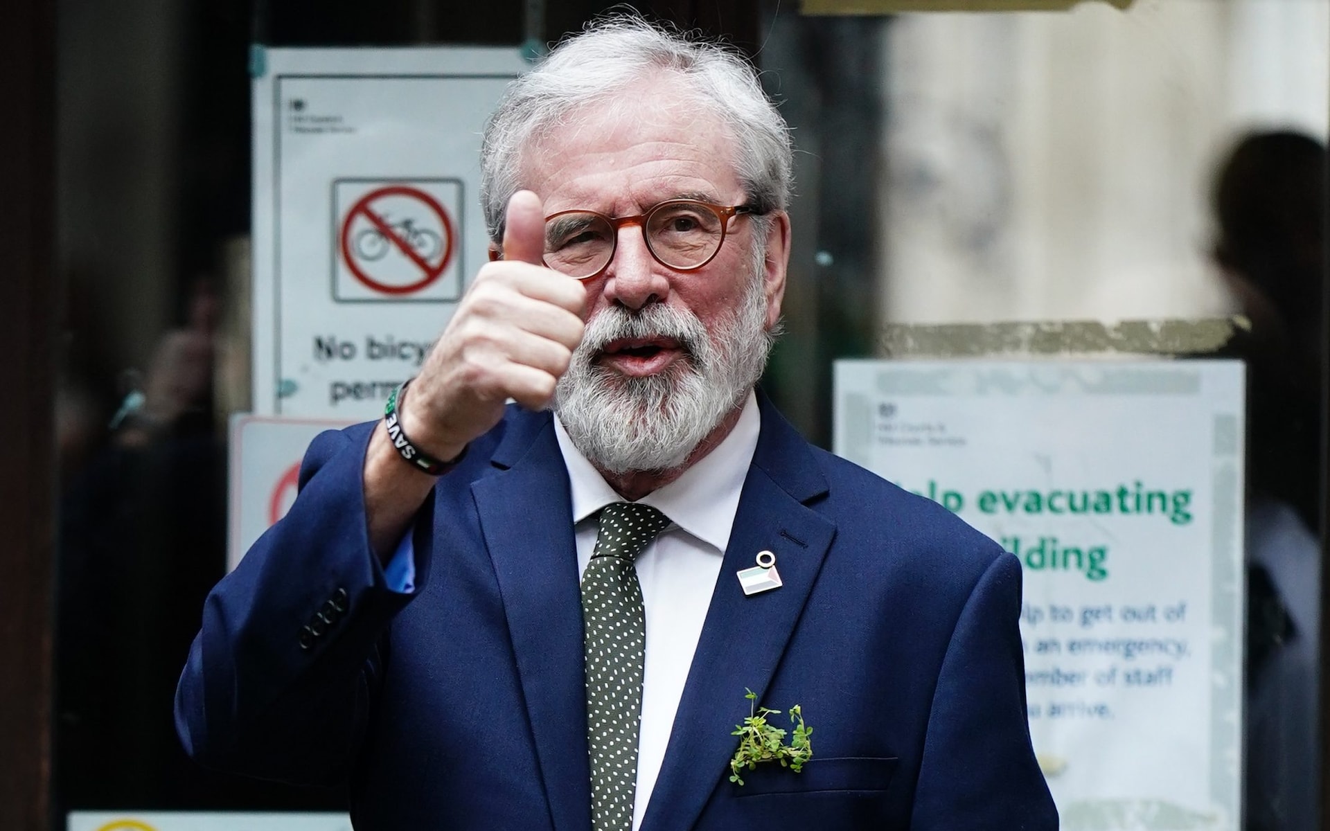 Gerry Adams arrives at the High Court in London to give evidence in the IRA bombing civil case